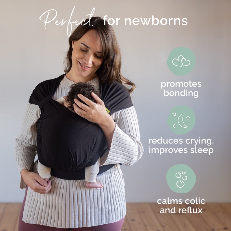 Boba Bliss Pre-Wrapped Baby Carrier with Buckle - Newborn to 7-35 lbs Light, Breathable & Easy to Adjust Hybrid Infant Sling & Toddler Carrier - Certified Hip-Healthy for 0-18 Months - Black - Image 2